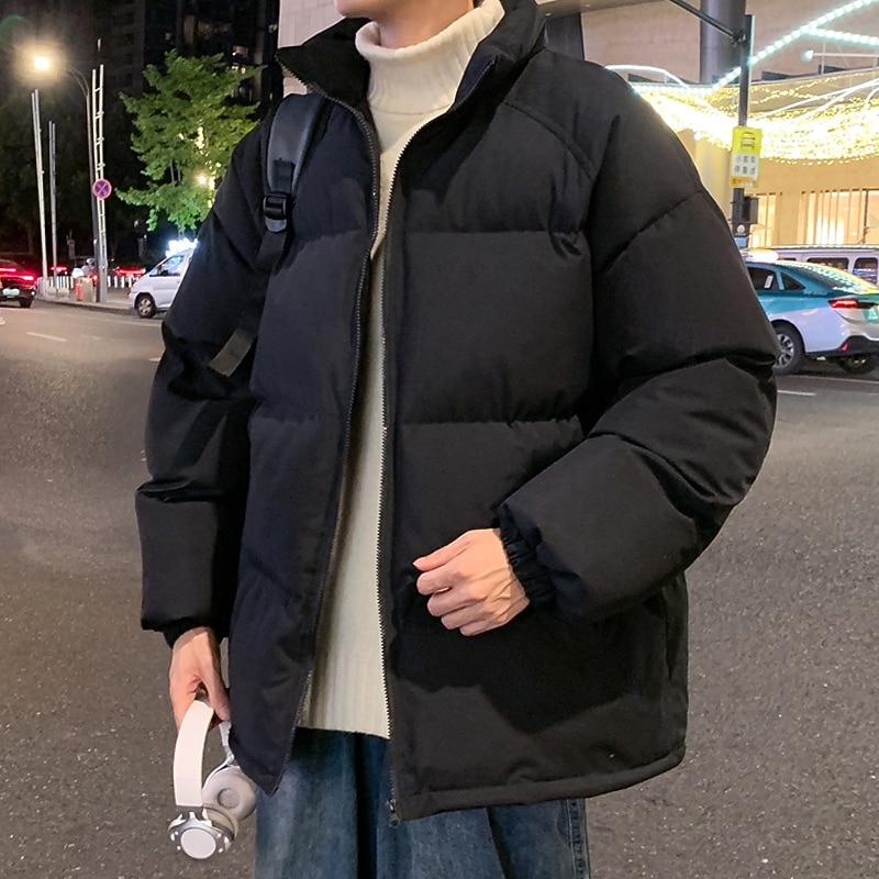 Men's Outdoor Jacket Winter Coat Puffer Jacket Padded Casual Daily Long Winter Solid / Plain Color Casual Lapel Regular Apple Green Black Warm White Dark Gray Jacket4