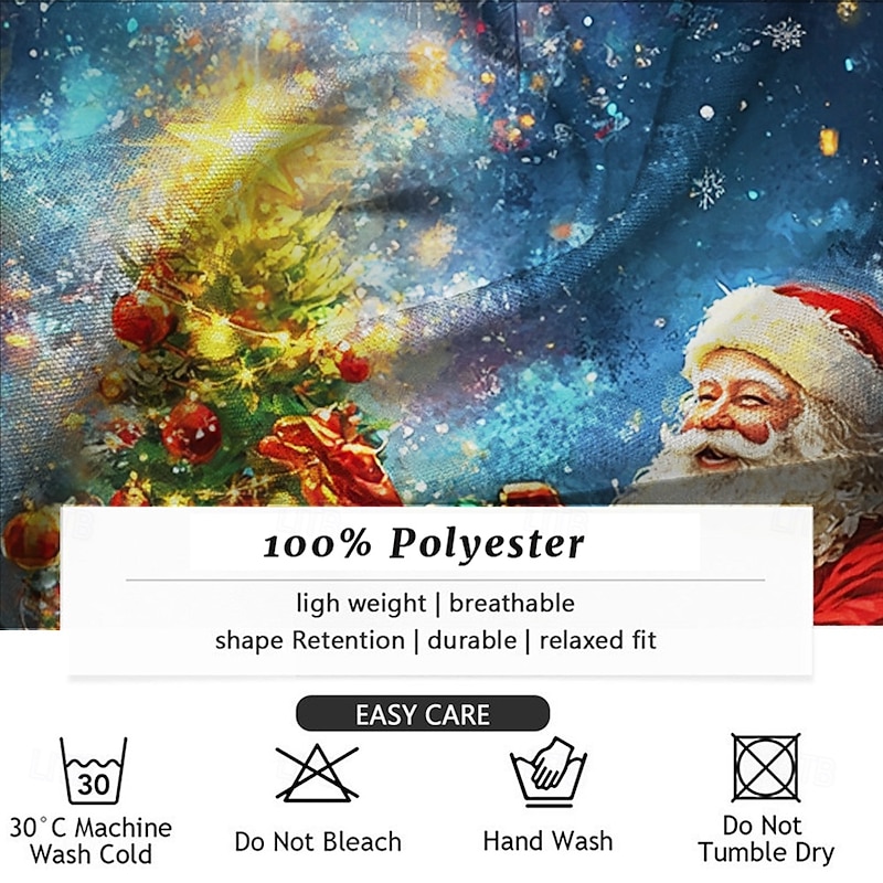 Men's Santa Claus Shirt Button Up Shirt Long Sleeve Casual Party Evening Wear Daily Fall Winter Spring & Summer Shirt Collar Button Up 3D Print White Red Blue Purple3