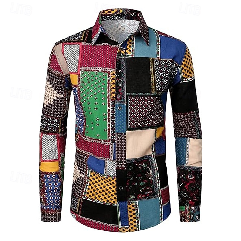 Retro Vintage 1970s Shirt Hippie Disco Paisley Ethnic Fancy Dress Men's Halloween Carnival Party Party / Evening Casual Daily Adults' Shirt2