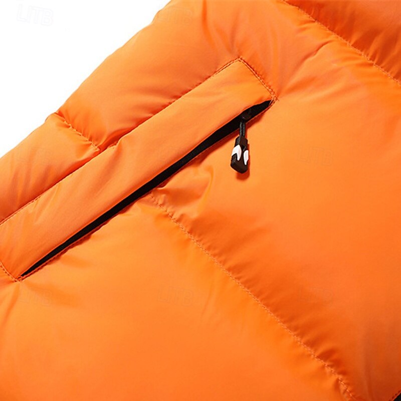 Men's Down Vest Puffer Vest Vest Gilet Daily Date Vacation Fashion Casual Fall & Winter Patchwork Pocket Polyester Thermal Warm Comfortable Color Block Zipper Stand Collar Regular Fit Black Blue4