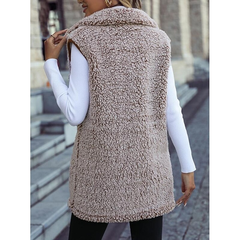 Women's Winter Coat Coat Warm Buttons Casual Street Style Solid Color Vacation Work Daily Wear Single Breasted Turndown Loose Fit Long Sleeve Outerwear Light Pink Black Khaki Fall Winter3