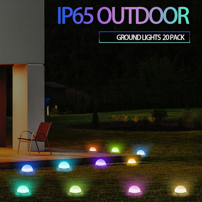 LED Smart Light Solar Outdoor Ground Plug Light, IP68 Waterproof 5050 LED Beads RGB Rainbow Light String for Courtyard Garden Lawn Festival Wedding Party Atmosphere Decoration2