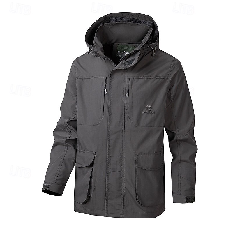 Men's Softshell Jacket Hiking Jacket Outdoor Windproof Water Resistant Windbreaker Jacket Traveling Khaki Dark Blue Grey3