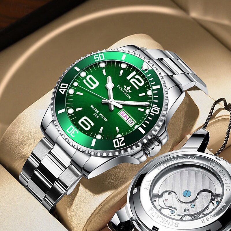 New Fashionable And Trendy Night Light Dual Calendar Sports And Leisure Simple Stainless Steel With Transparent Bottom Hollow Quartz Watch