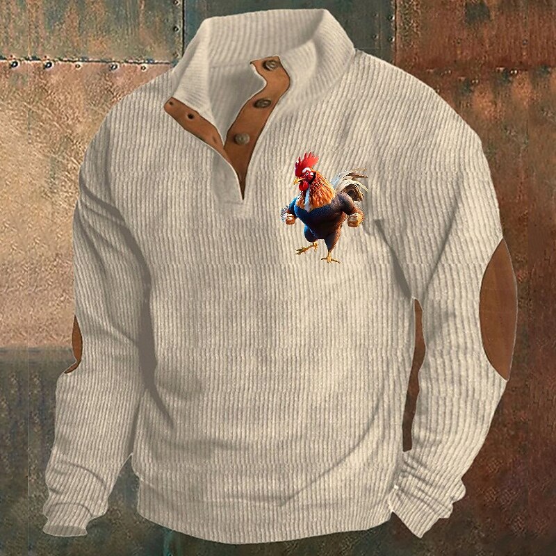 Men's Sweatshirt Black White Army Green Khaki Dark Gray Standing Collar Graphic Print Patchwork Daily Holiday Going out Corduroy Streetwear Casual Halloween Fall Winter Clothing Apparel Hoodies3