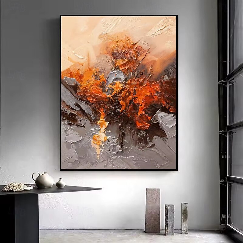 Handmade Oil Paintings Canvas Wall Art Decoration Modern Orange Abstract Texture for Home Decor Rolled Frameless Unstretched Painting2