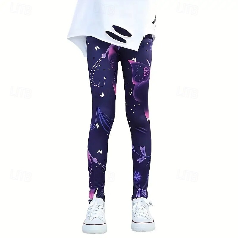 Girls' 3D Graphic Butterfly Pants Leggings Spring Fall Active Basic Kids 4-12 Years Outdoor Casual Daily Regular Fit3