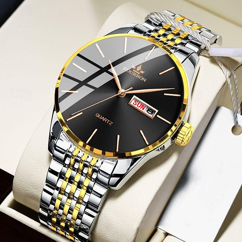 Men Quartz Watch Minimalist Sports Casual Business Calendar Date Week Waterproof Decoration Stainless Steel Watch3