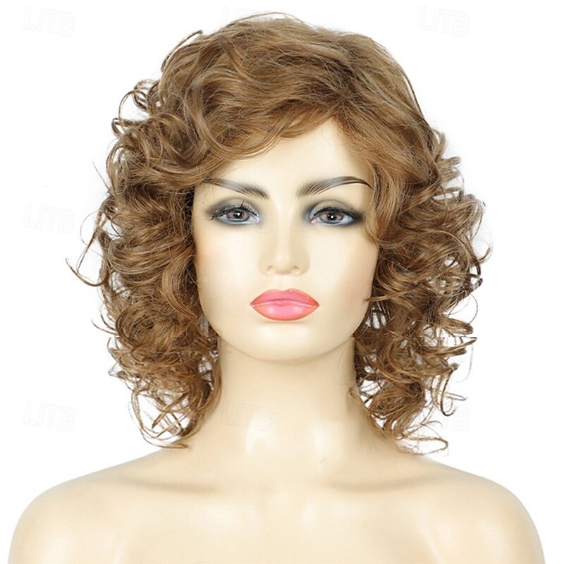 Brown Wigs for Women Short Wig for Women Synthetic Short Curly Wave Wigs Heat Resistant Fiber Hair Wigs for Daily2