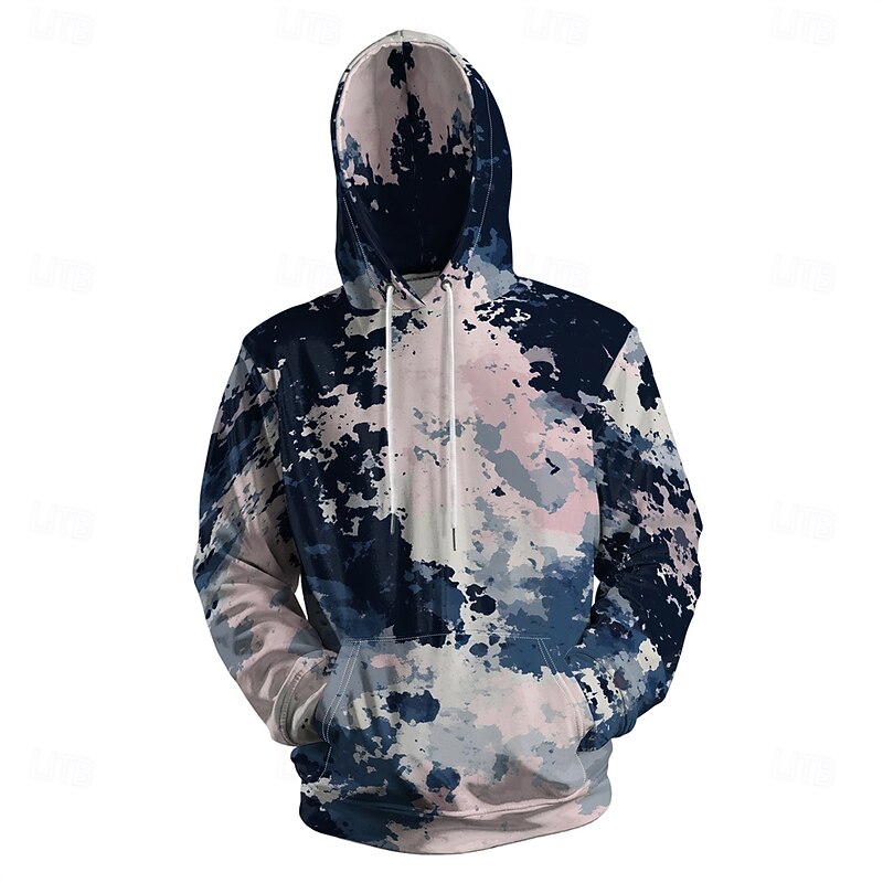 Men's Graphic Shading Hoodie Hoodies Sweatshirt Vacation Daily Long Sleeve Hooded Vacation Sports Outdoor Going out Gray Printing Winter Spring &  Fall Designer
