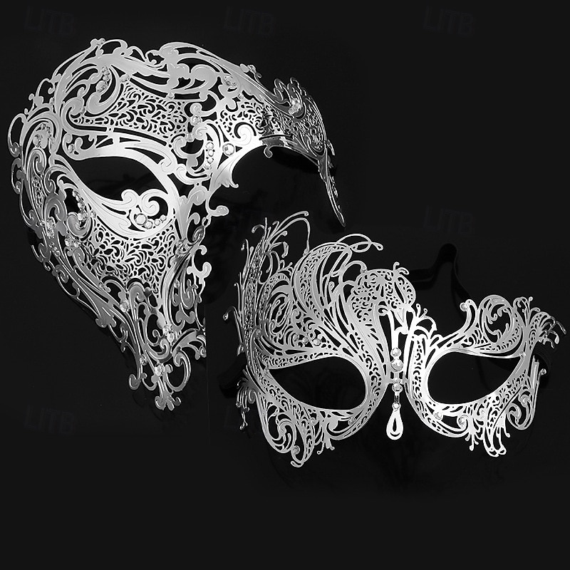 Goddess Roman Couples Mask Venetian Mask Adults Men's Women's Metal Finish Sexy Costume Party Masquerade Halloween Carnival Mardi Gras Easy Carnival Costume4