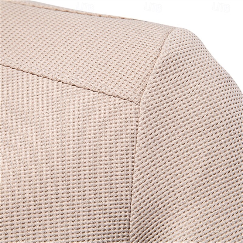 Men's Waffle Jacket Casual Jacket Casual Daily Sexy Spring &  Fall Solid / Plain Color Casual Standing Collar Regular Apricot Black Light Green Khaki Army Green Jacket4