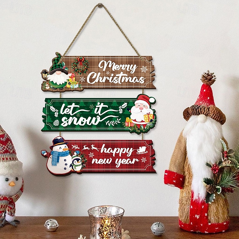 Wooden Christmas Listing Decoration Holiday Home Door Sign