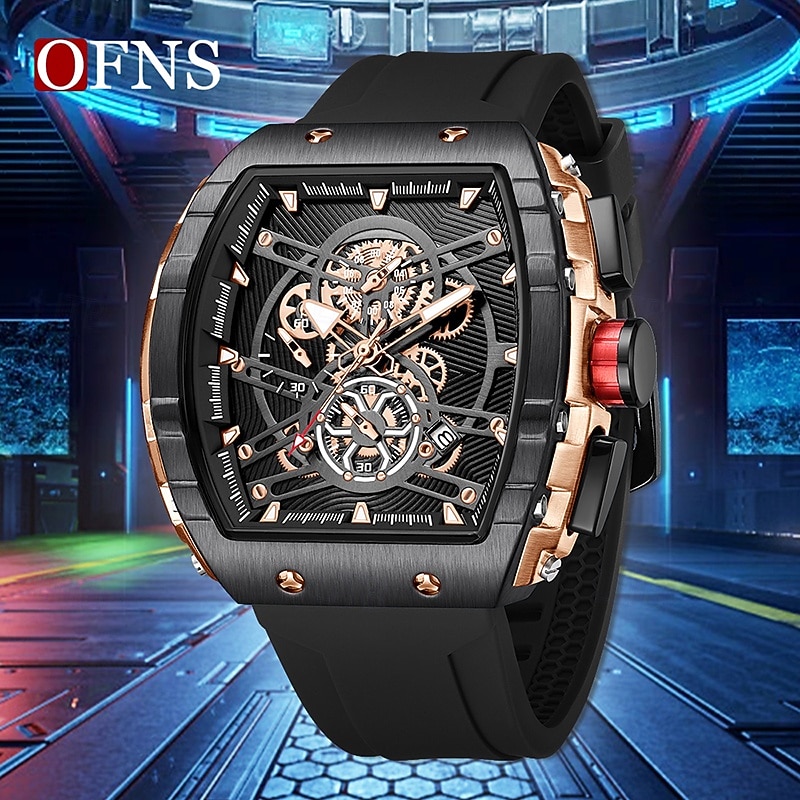 Men Quartz Watch Creative Fashion Business Wristwatch Luminous Calendar Chronograph Waterproof Rubber Strap Watch2