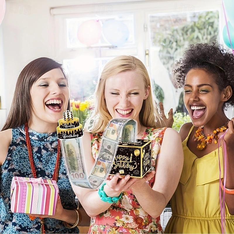 1 Set Unique Black and Golden Happy Birthday Cash Gift Box - Surprise Friends and Family with Roll-up Banknote Gift Box - Premium Quality, Elegant Design, Reusable, and Perfect Birthday Gift Idea4