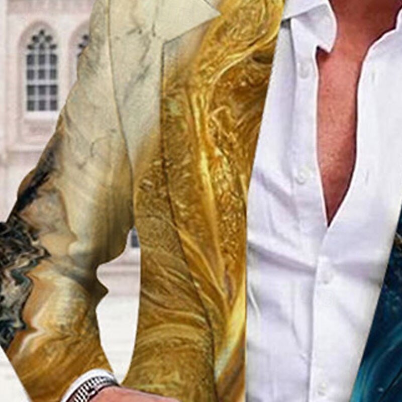 Men's Gradual Long Sleeve Turndown Fashion Streetwear Business Work Wear to work Going out Buttons Print2