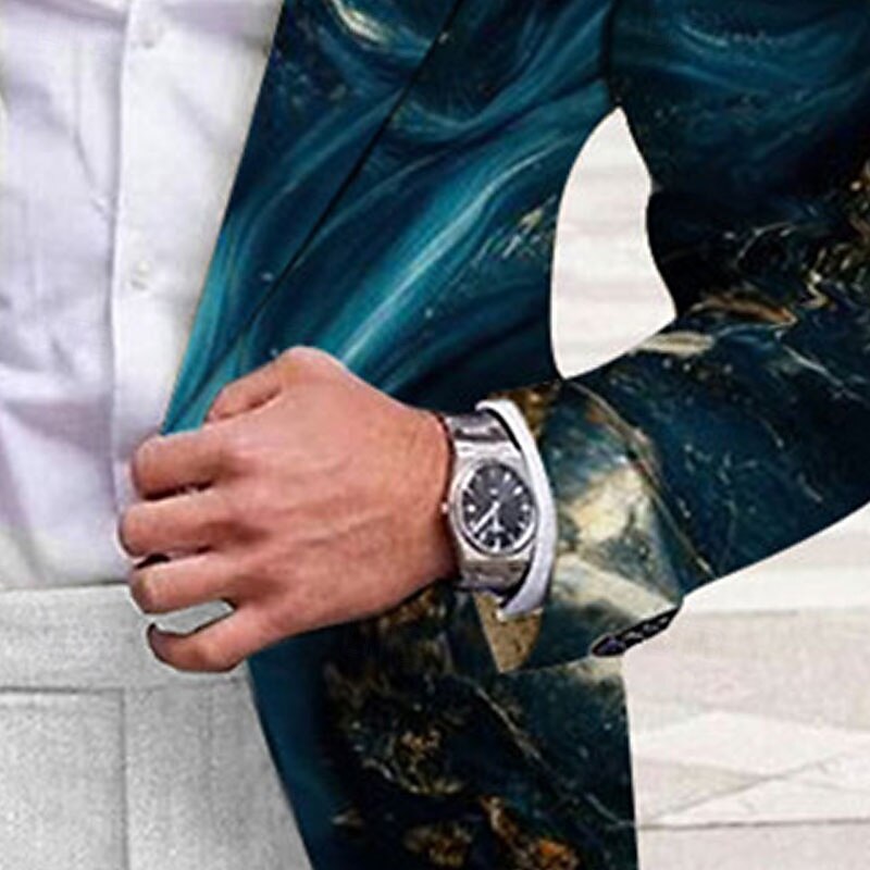 Men's Gradual Long Sleeve Turndown Fashion Streetwear Business Work Wear to work Going out Buttons Print3