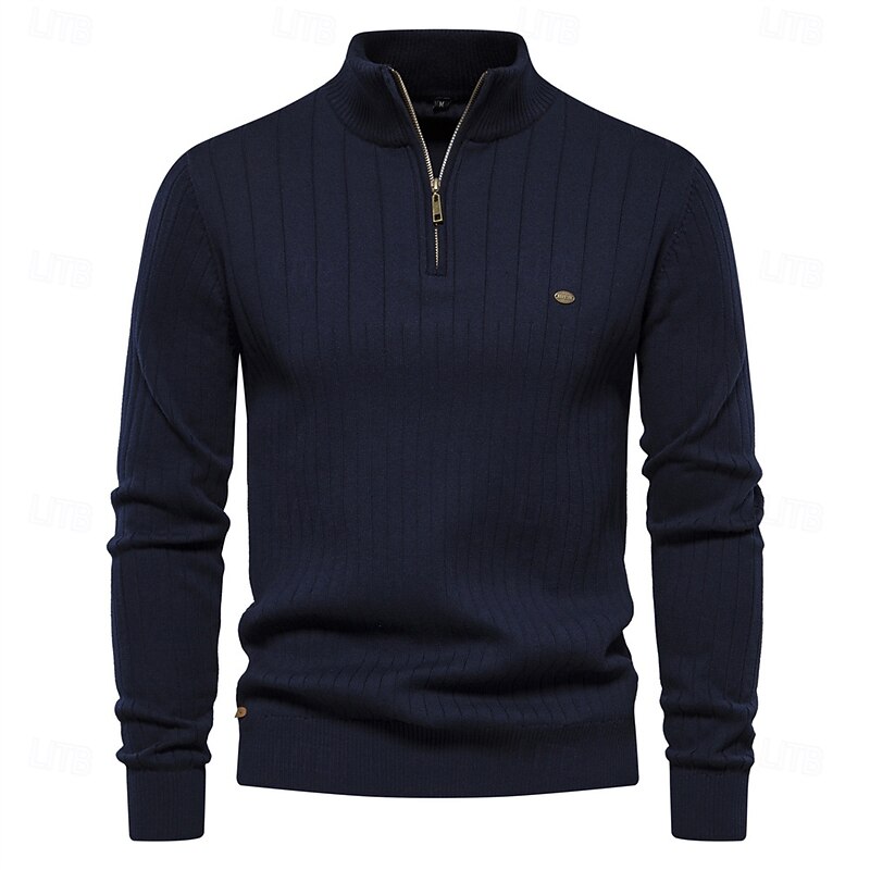New Autumn Zipper Pullover Sweaters for Men High Quality Warm Winter Stand Collar Cotton Knitted Sweater Men3