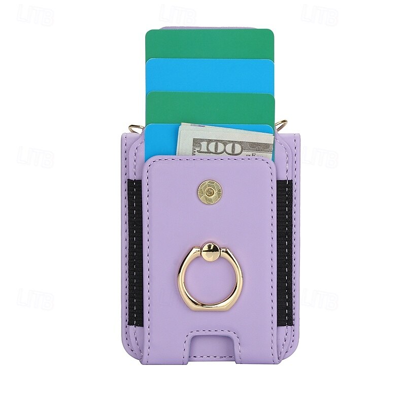 Phone Case For Samsung Galaxy Z Flip 7 Z Flip 6 Z Flip 5 Z Flip 4 Z Flip 3 Back Cover Ring Holder with Lanyard with Wrist Strap Retro TPU PU Leather4