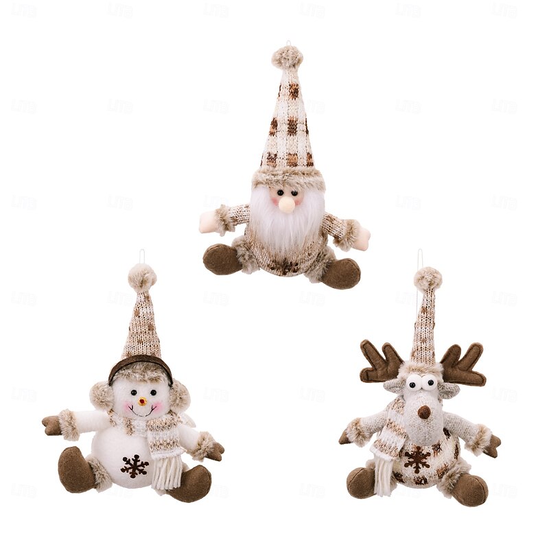 Knitted Christmas Ornaments, Christmas Decoration Xmas Party Santa Snowman Reindeer Figurines, Children's Gifts and Tree Hangings3