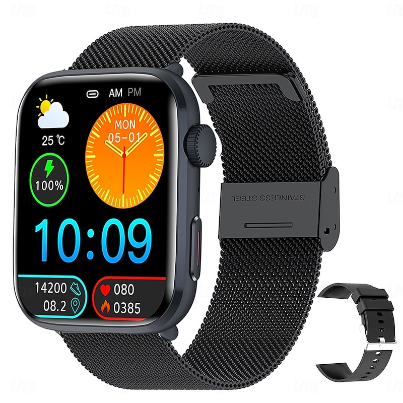 iMosi T92 Smart Watch 1.81 inch Smartwatch Fitness Running Watch Bluetooth Temperature Monitoring Pedometer Call Reminder Compatible with Android iOS Women Men Hands-Free Calls Media Control Message4