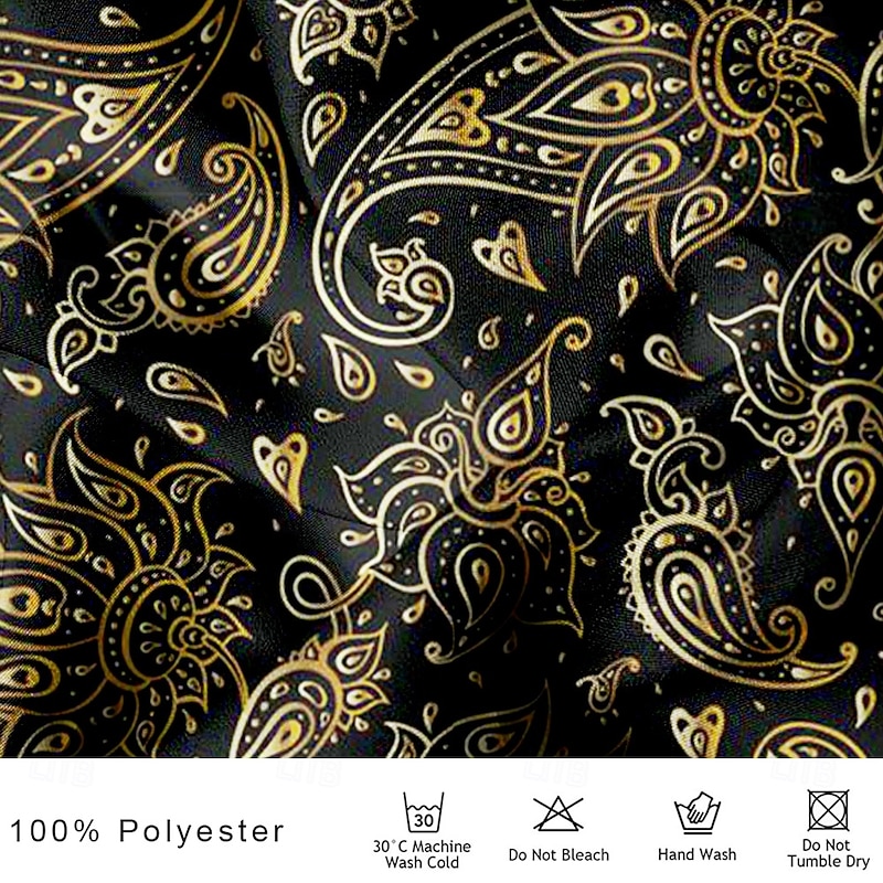 Men's Satin Shirt Dress Shirt Button Up Shirt Paisley Vacation Party Evening Wear Violet Yellow Long Sleeve Collared Shirts Summer Spring Clothing Apparel Button Up3