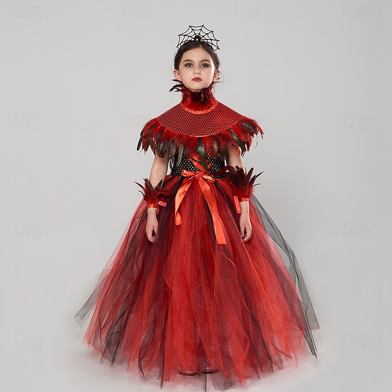 Witch Vampire Scarlet Witch Halloween Outfits Fancy Costume Walpurgis Night Kid's Girls' Carnival Performance Party Easy Halloween Costumes Dress Up