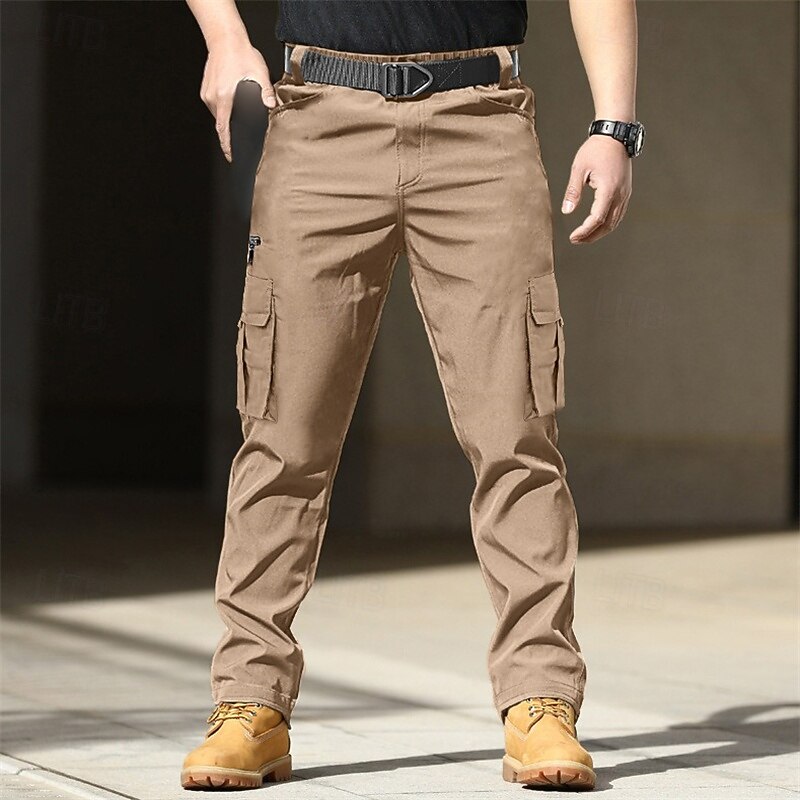 Men's Cargo Pants Trousers Elastic Waist Zipper Pocket Straight Leg Plain Comfort Soft Full Length Outdoor Daily Going out Fashion Streetwear Black Blue2