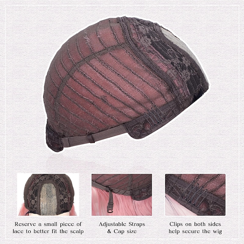 Long Ombre Pink Wavy Wig for Women -26inch Middle Part Long Pink Curly Wavy Wig with Dark Roots Heat Resistant Synthetic Hair Looking Natural, Fiber Wig for Daily Party Use4