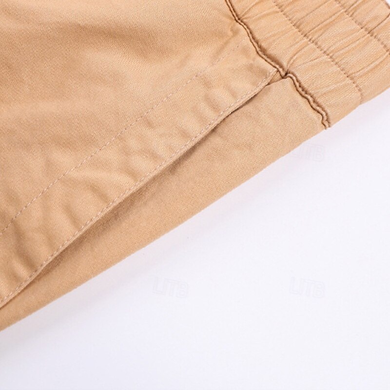 Men's Cargo Pants Trousers Buttons Elastic Waist Multi Pocket Plain Wearable Outdoor Daily Camping & Hiking Fashion Classic Black Army Green4