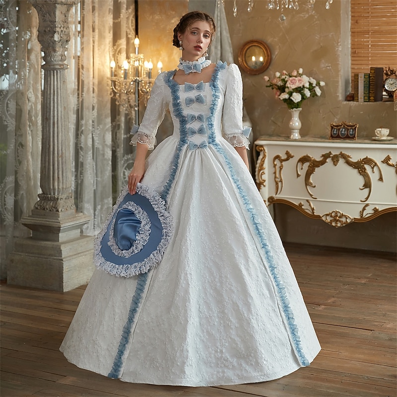 Rococo Victorian Vintage Inspired Dress Cosplay Wigs Party Costume Princess Shakespeare Solid Color Ball Gown Fancy Dress Women's Halloween Carnival Valentine's Day Party Evening Party Masquerade3