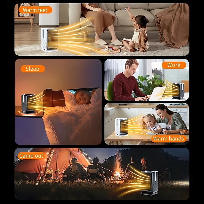 Electric Heater for Home Indoor 1000W Winter Space Heater PTC Ceramic Heating Fan 4 Modes 8H Timer Remote Control3