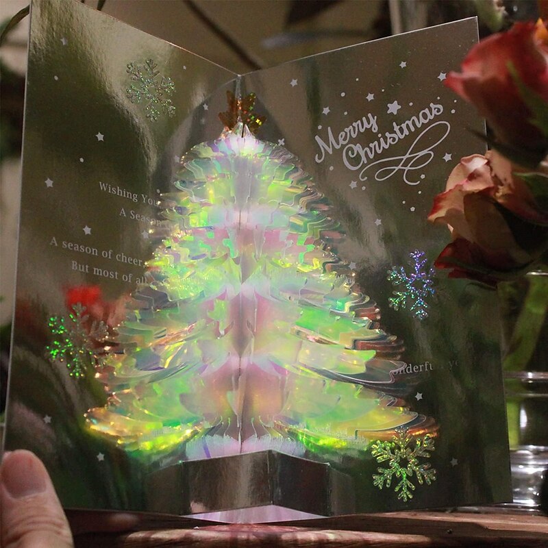 Christmas Tree 3D Pop-Up Card Greeting Card Merry Christmas Pop Up Card Winter Holiday Card Gift for New Year Xmas3