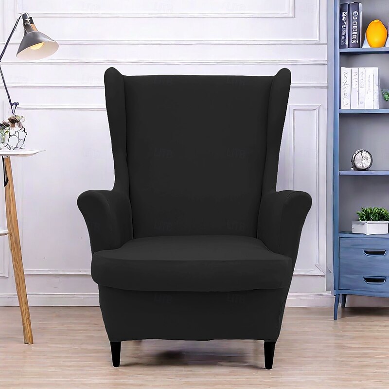 Wingback Chair Cover with Striped Geometric Print Polyester Slipcover Stretchy and Durable Furniture Protector Modern Stylish Chair Cover for Living Room Decor4