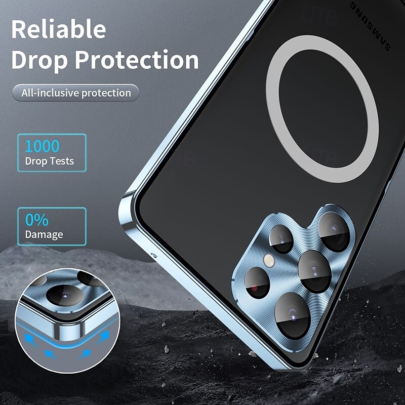 Phone Case For Samsung Galaxy S25 S24 S23 S23 FE S22 S21 Ultra Plus Magnetic Adsorption With Magsafe Camera Lens Protector Support Wireless Charging Shockproof Acrylic Aluminum Alloy2