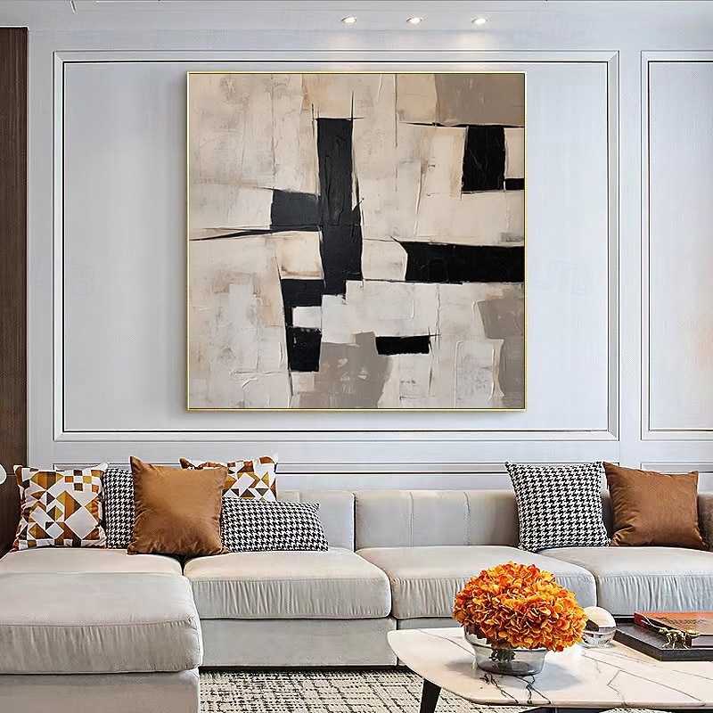 Palette Knife Abstract Painting Hand Painted Black And White Oil Painting Minimalist Wall Art Large Wall Art Textured Wall Art Painting (No Frame)2