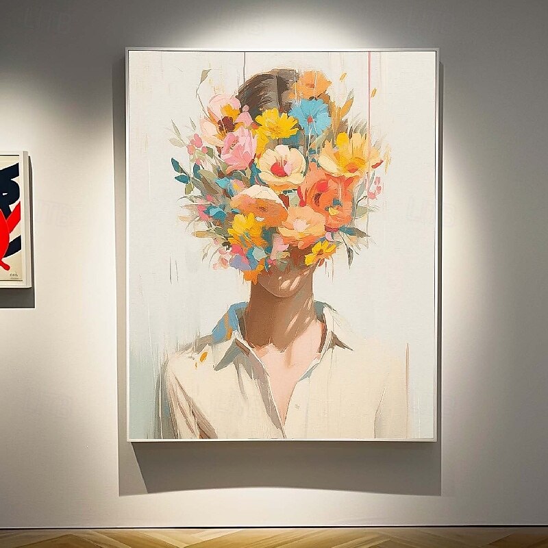 100% Handpainted  Abstract Palette knife girl  painting wall art Handmade textured face of girl painting handpainted figurative oil painting wall art face Oil painting wall decorative painting room