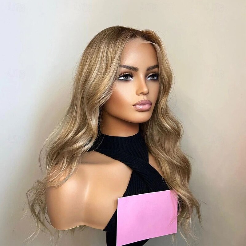 Human Hair 13x4 Lace Front Wig Free Part Brazilian Hair Wavy Blonde Multi-color Wig 130% 150% Density Highlighted / Balayage Hair Glueless For Women Long Human Hair Lace Wig4