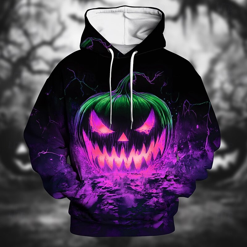 Halloween Pumpkin Hoodie Pullover Halloween 3D Front Pocket Graphic For Couple's Men's Women's Adults' Halloween Carnival Masquerade 3D Print Party Festival2