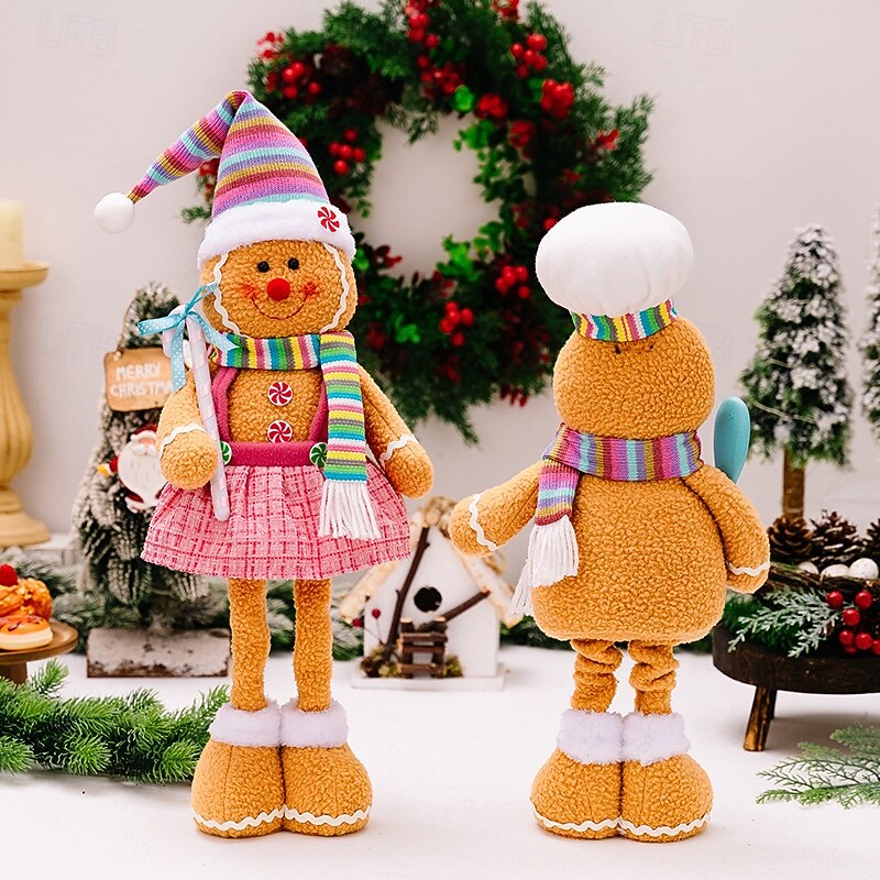 Christmas Gingerbread Man Figurine, Plush Gingerbread Doll, Stretchable Xmas Cookie Man Ornament, Colorful Window Display Decoration for Holiday Decor2