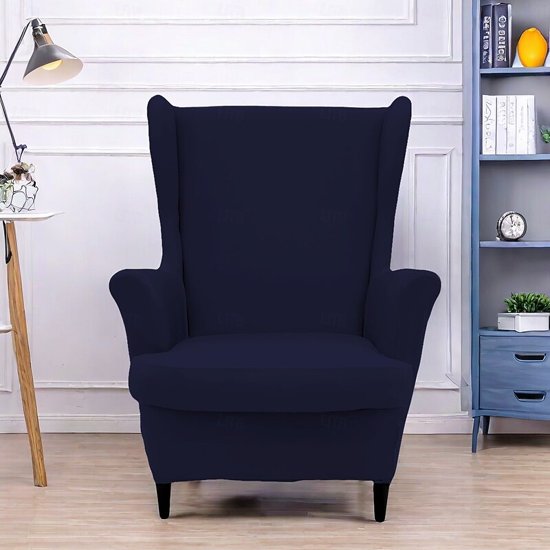 Wingback Chair Cover with Striped Geometric Print Polyester Slipcover Stretchy and Durable Furniture Protector Modern Stylish Chair Cover for Living Room Decor3