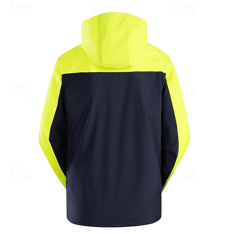 Men's Softshell Jacket Hiking Jacket Outdoor Patchwork Windproof Water Resistant Windbreaker Jacket Traveling Black Yellow Light Blue Grey2