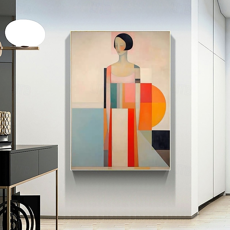 Minimalist Geometry Woman Original Abstract Oil Painting on Canvas Hand-painted Wall Art Modern Home Decoration Contemporary Art No Frame4
