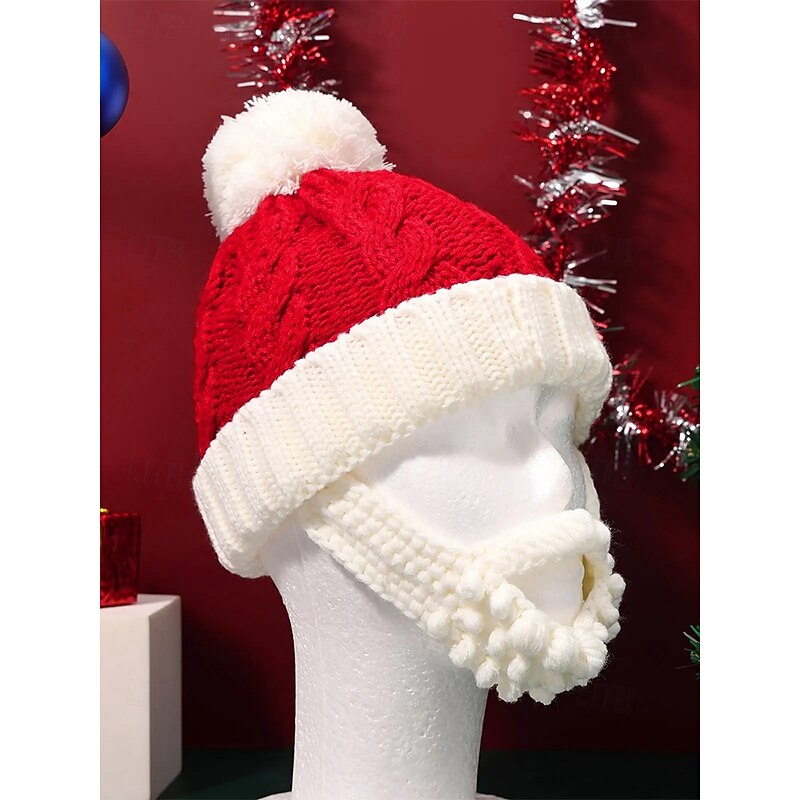Santa Claus Knit Beanie Hat with Detachable Beard - Funny Christmas Winter Hat for Holiday Parties and Festive Cosplay4
