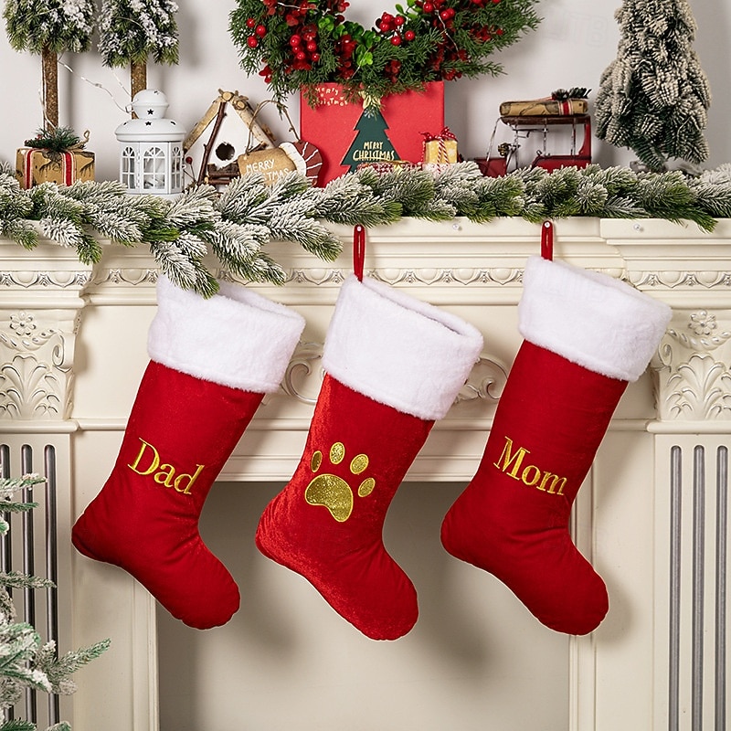 Personalized Letter Christmas Stocking, Red High-End Gold Velvet Letter Sock, DIY Name Christmas Sock, Mom's Gift Sock for Xmas3