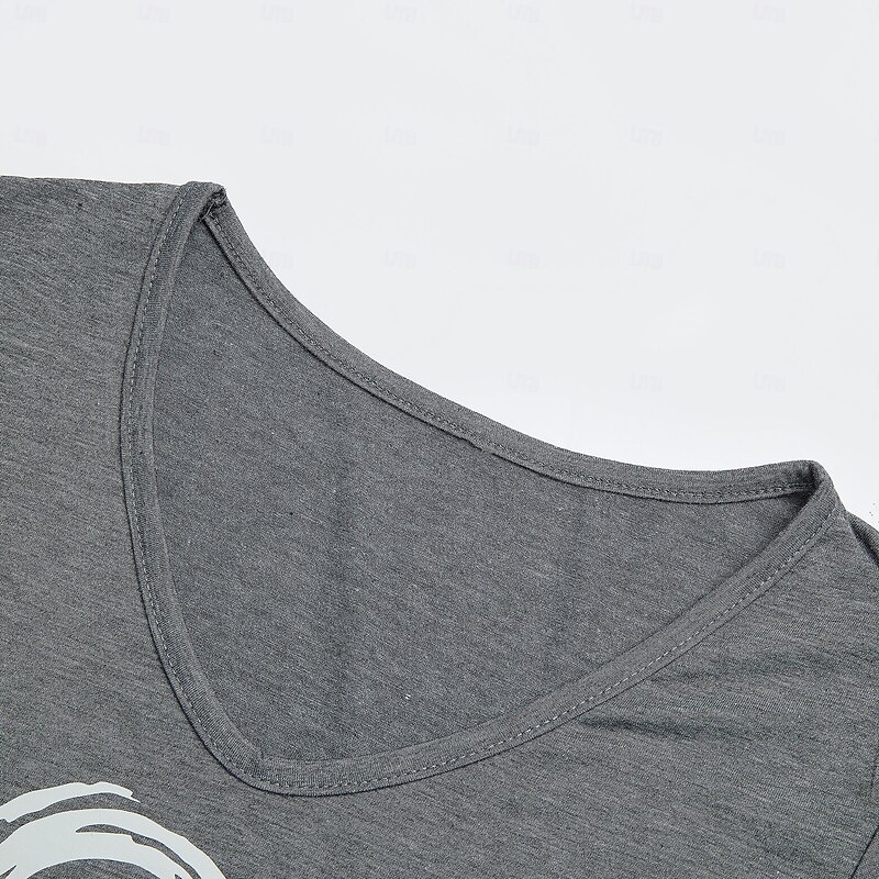 Valentine Women's Heart T Shirt Basic Regular Tops Short Sleeve V Neck Print Regular Fit Valentine Weekend Red Blue Purple Green Gray 13