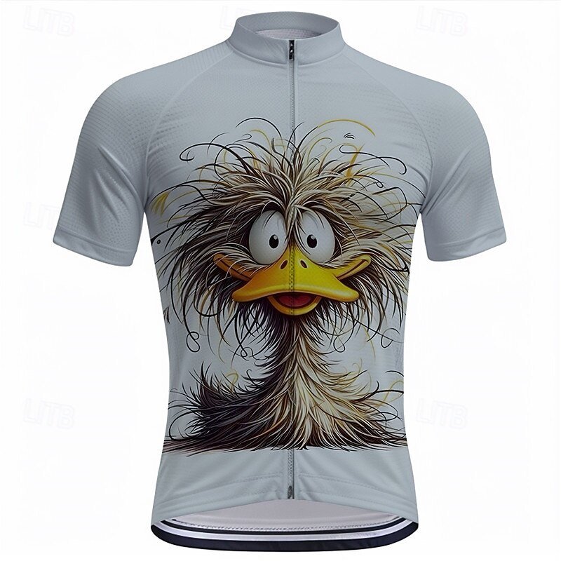 Men's Cycling Jersey Cartoon Short Sleeve Bike Tee Tshirt Top with 3 Rear Pockets Mountain Bike MTB Road Bike Cycling Quick Dry Front Zipper Wicking Sports Blue Khaki Clothing Apparel2