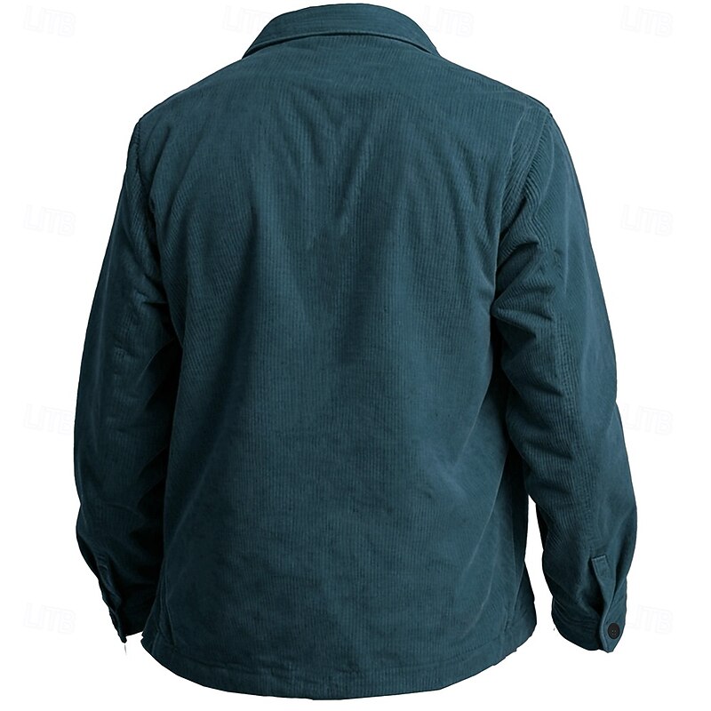 Men's Cowboy Deer Corduroy Shirt Shirt Jacket Overshirt Long Sleeve Vintage Tribal Dailywear Fall & Winter Collared Shirts Button Up 3D Print 2 Pockets 1pc Navy Blue Brown2