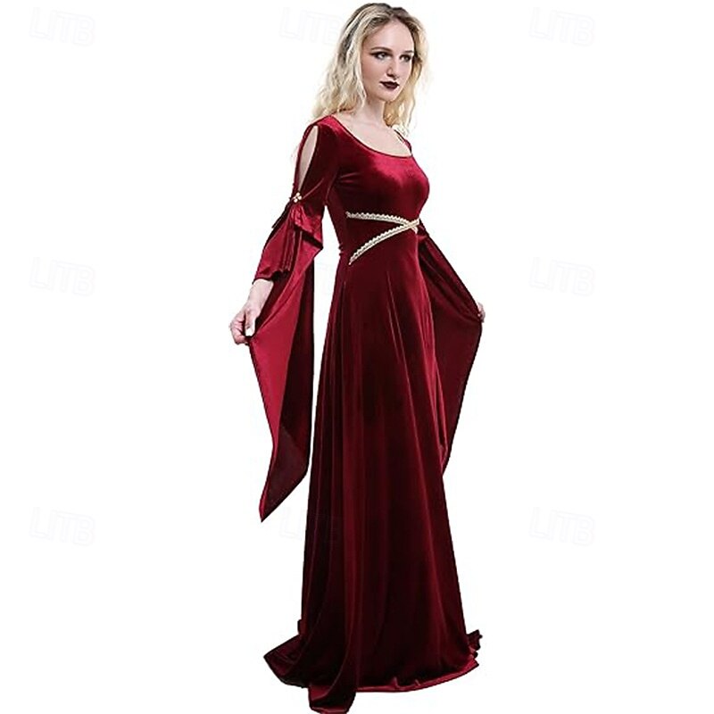 Medieval Renaissance Cocktail Dress Prom Dress Bell Sleeve Outlander Elven Fancy Dress Women's Celtic Fantasy Royal Halloween Carnival Masquerade LARP Ren Faire Festival Adults' Dress4