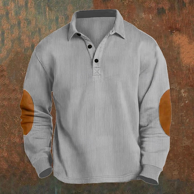 Men's Corduroy Shirt Golf Shirt Work Casual Lapel Long Sleeve Basic Modern Color Block Patchwork Button Spring &  Fall Regular Fit Black Yellow Army Green Blue Gray Corduroy Shirt